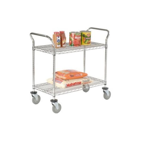 Nexel    Utility Cart, 2 Shelf, Chrome, 36L, X 18W, X 39H, Polyurethane Casters